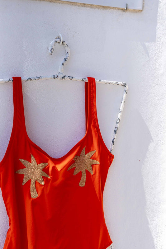 Swimsuit - Ginevra Swimsuit Rosso and Lurex Palm