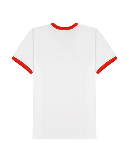 T-shirt - Ostuni Red Border Unisex With Hearts Embroidered