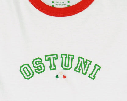T-shirt - Ostuni Red Border Unisex With Hearts Embroidered