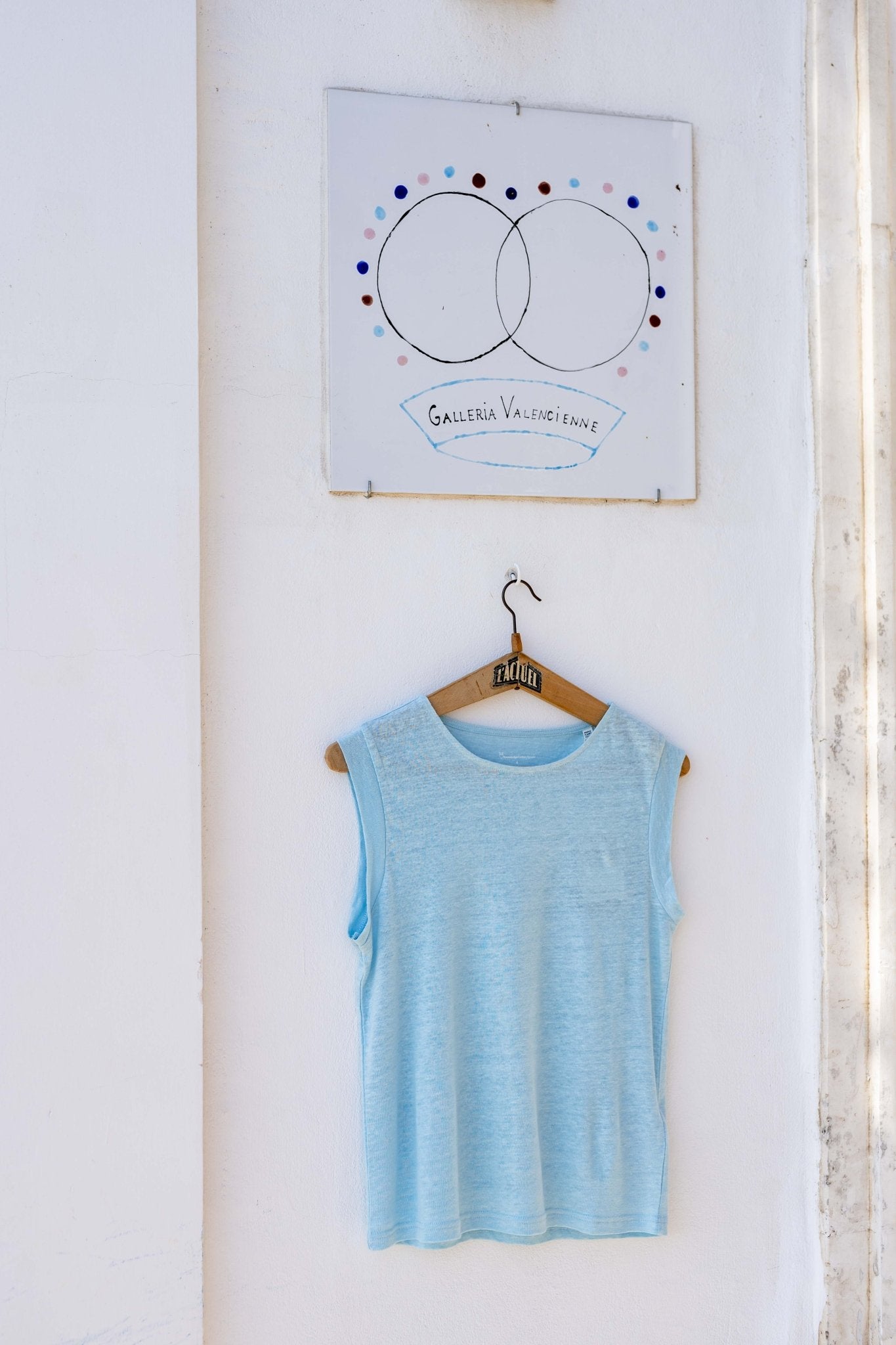 T-shirt Women - Sleeveless Linen Sky Blue tee shirt