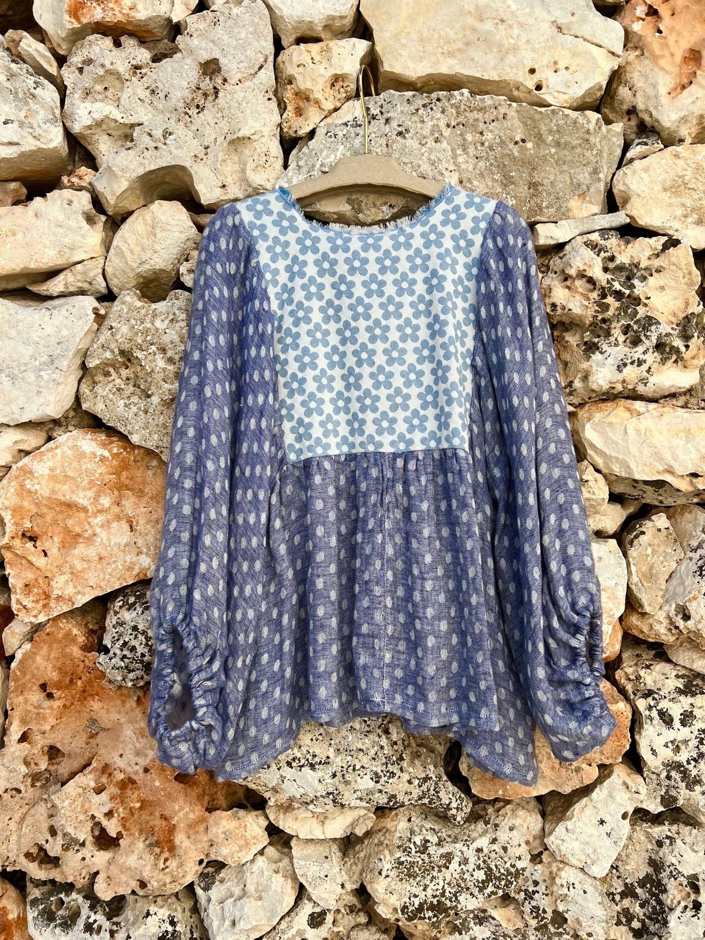 Top - Linen round points and puglia tipical fabric