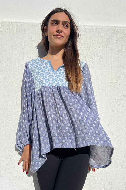 Top - Linen round points and puglia tipical fabric