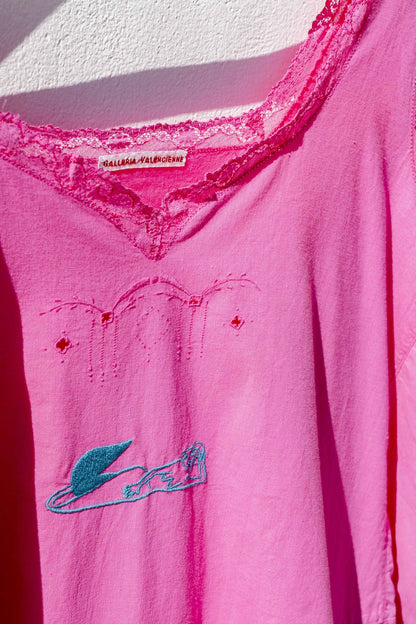 Vintage Nightdress - Fuchsia with Mermaid Turqoise