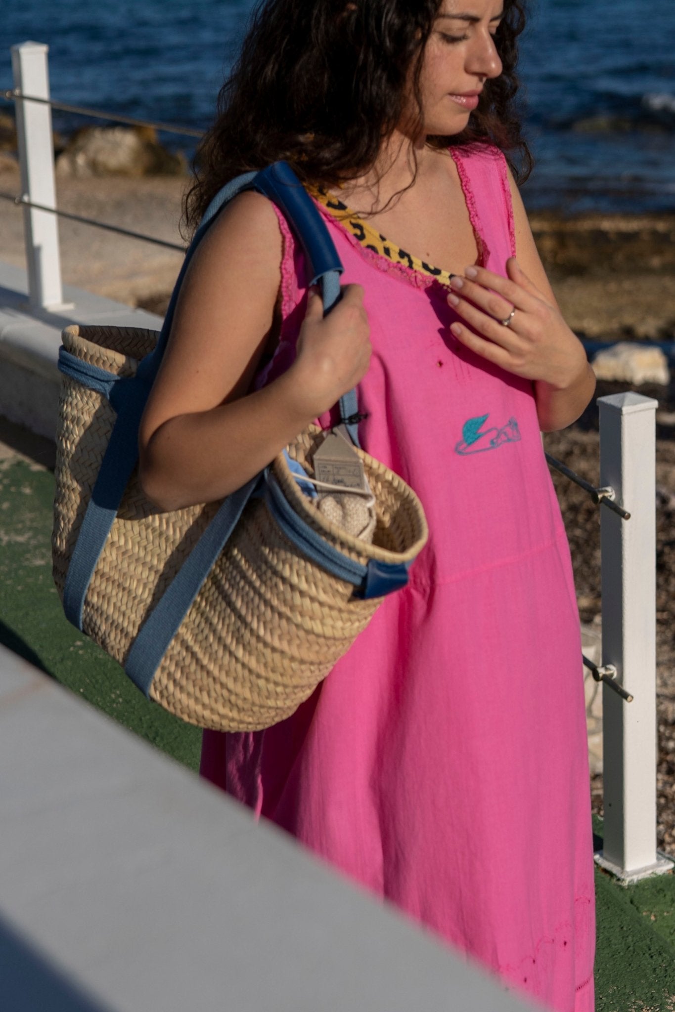 Vintage Nightdress - Fuchsia with Mermaid Turqoise