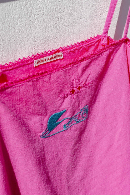 Vintage Top - Fuchsia with Mermaid Turquoise