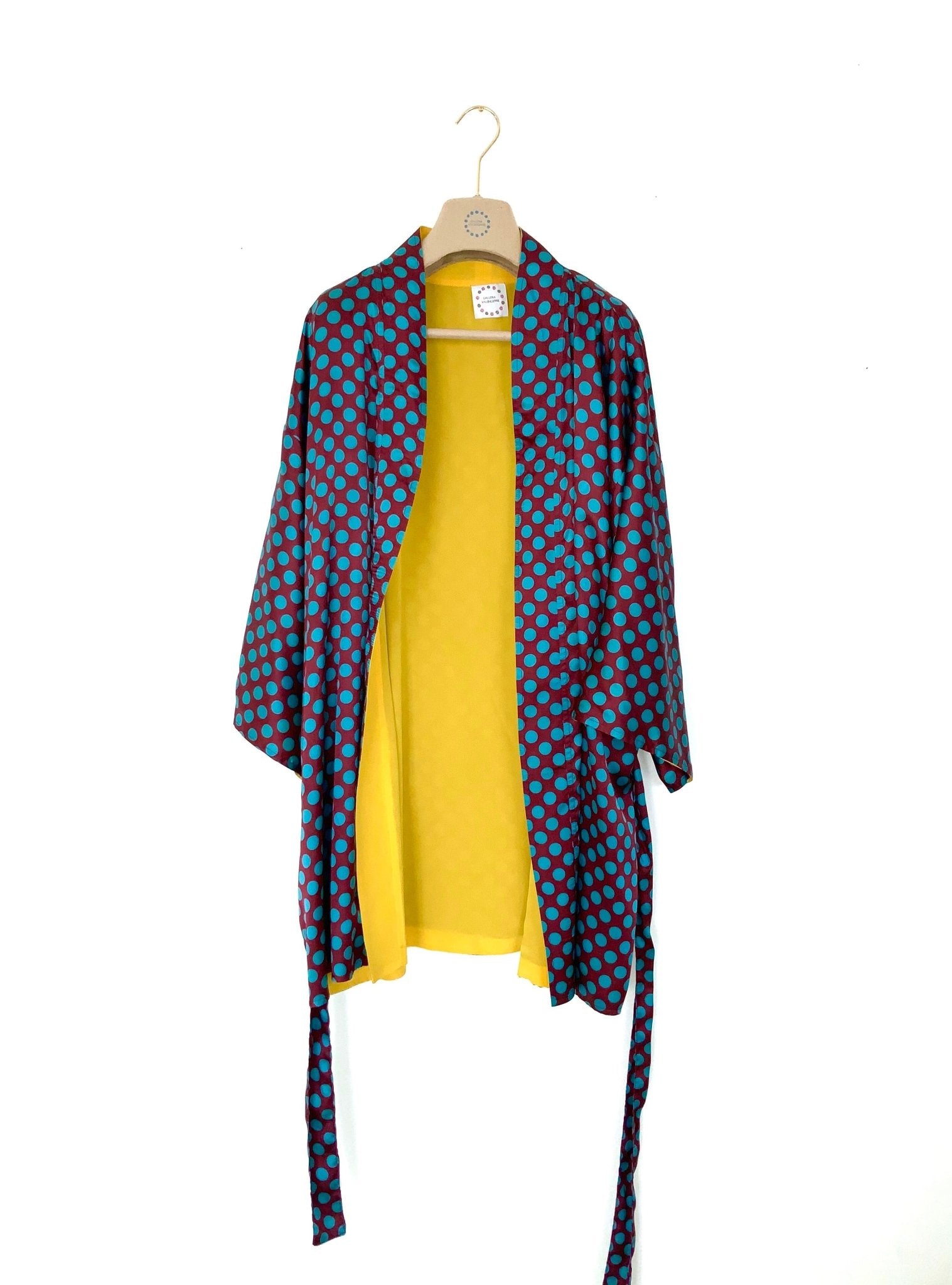 Kimono - Turquoise / Bordeaux inside Yellow