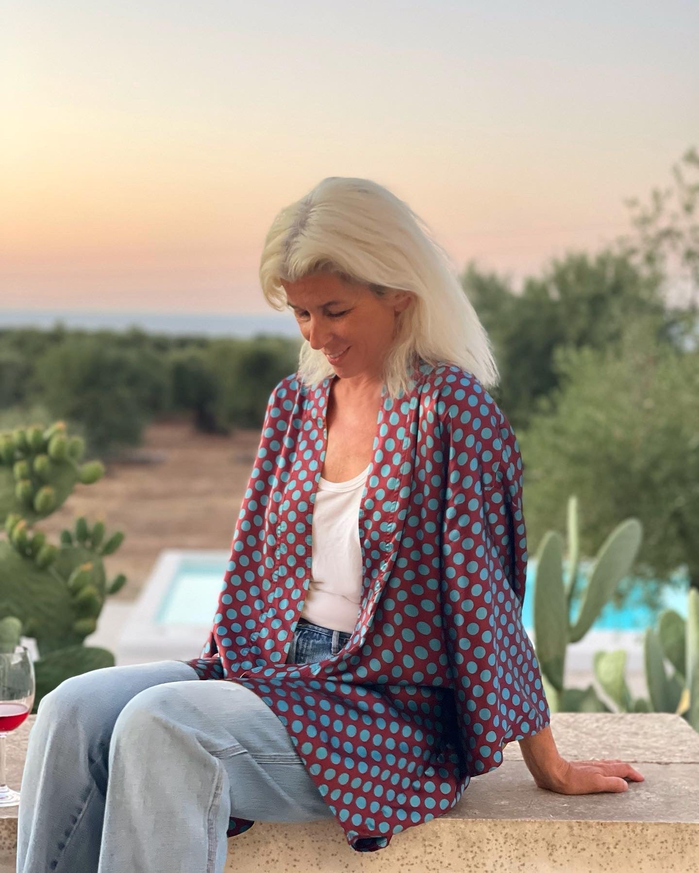 Kimono - Turquoise / Bordeaux inside Yellow